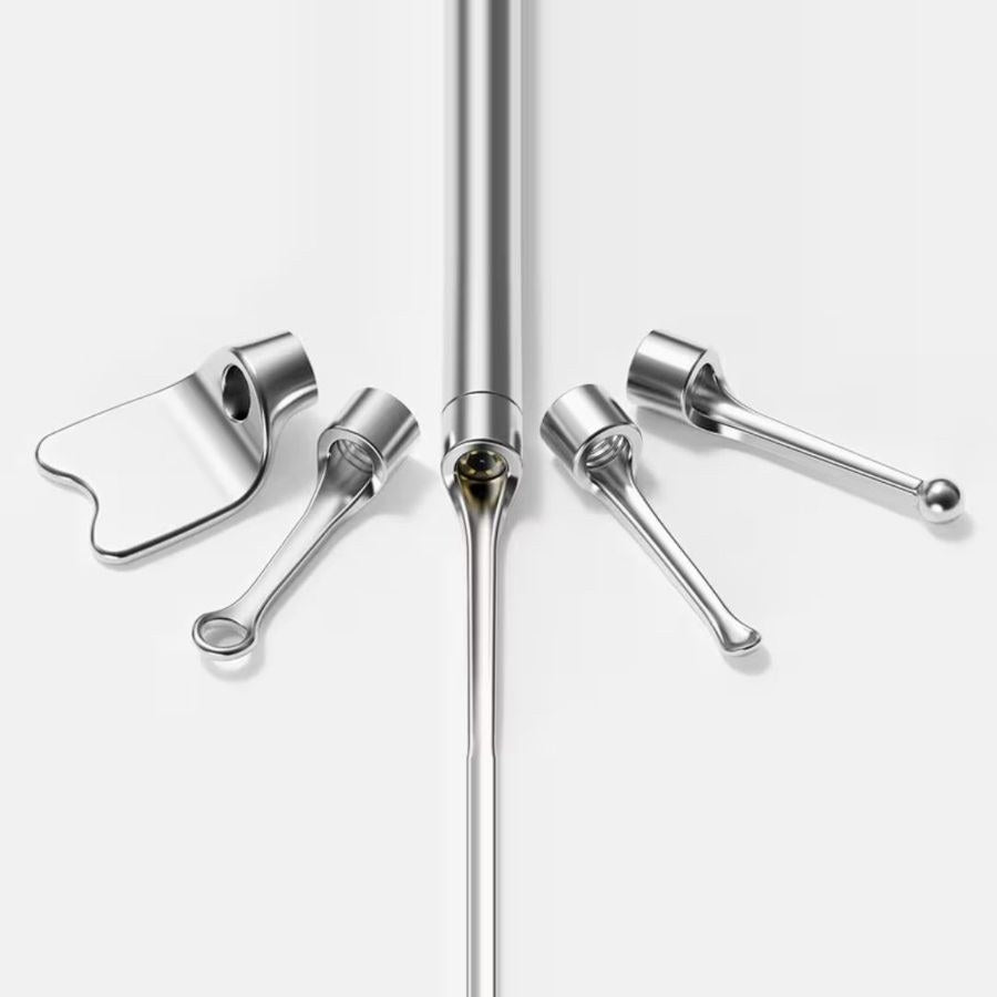 Stainless steel tips arranged around the camera shaft